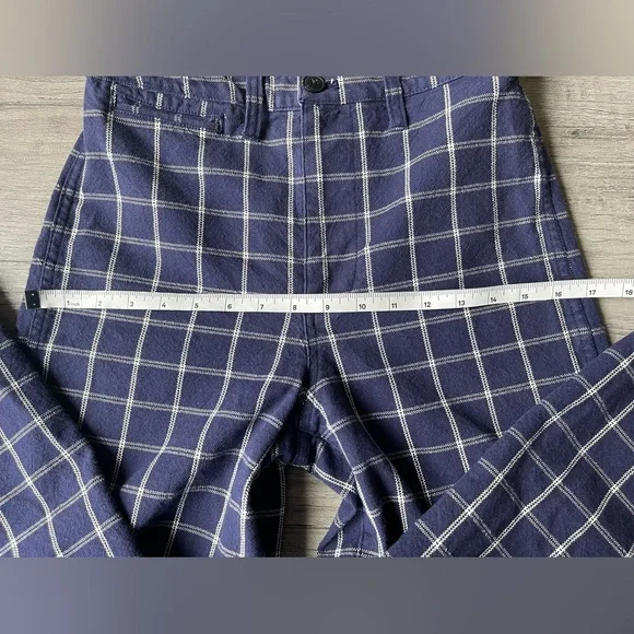 Madewell Plaid Navy High Rise Wide Leg Crop Pants - Picture 10 of 14